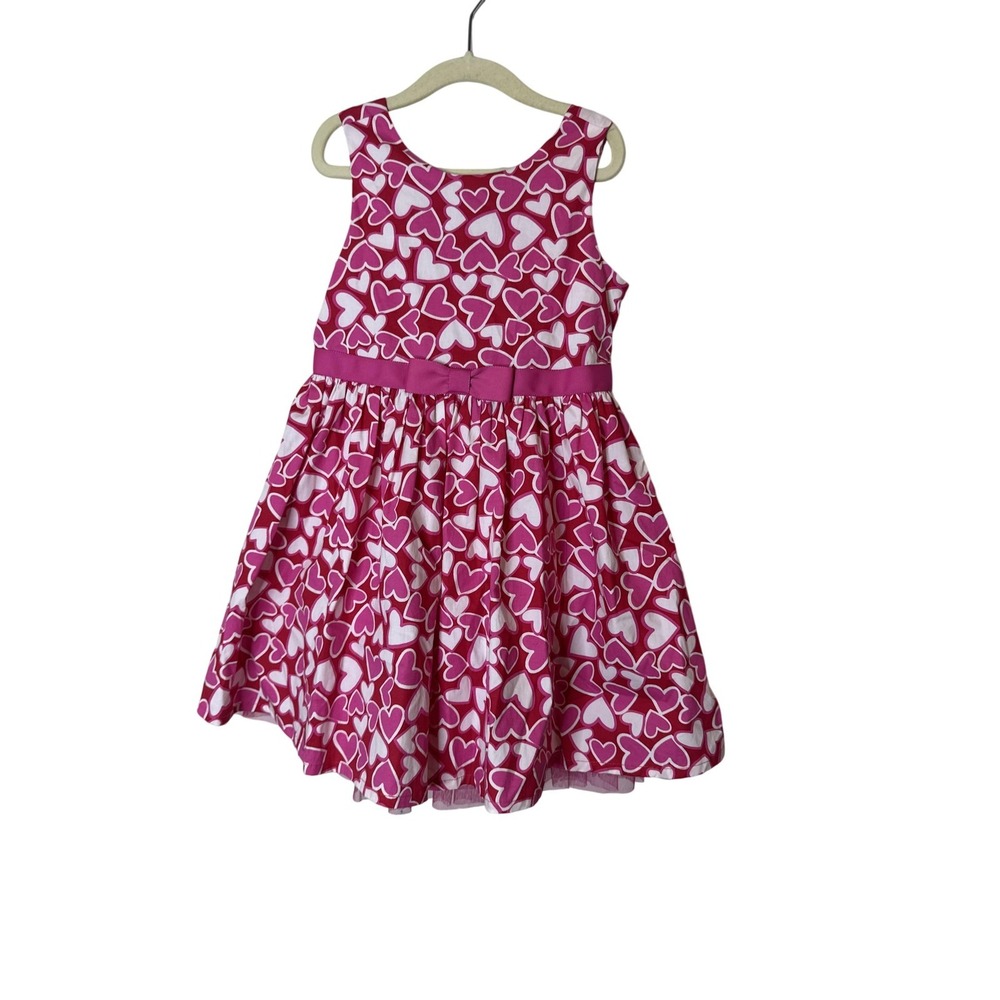 Tommy Bahama Dress Girls 6 Pink Heart Print‎ Bow Tulle Fit & Flare Sleeveless